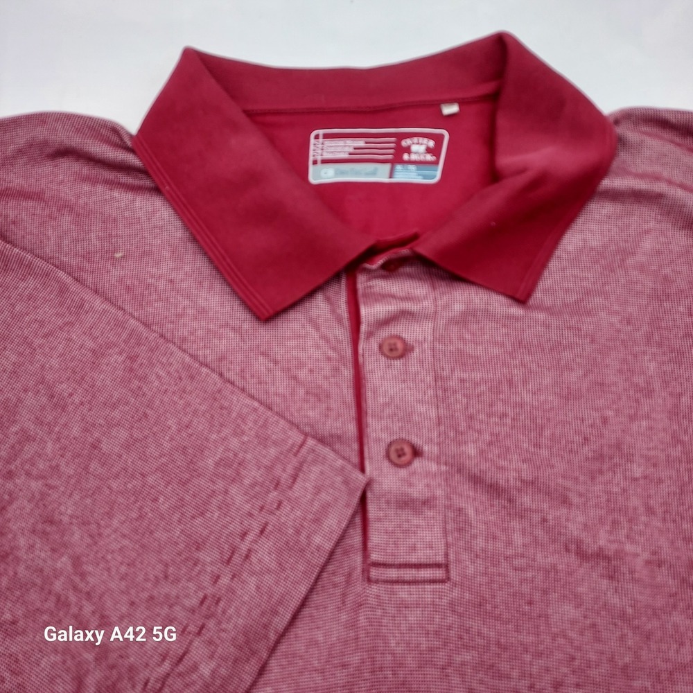 Cutter Buck Red Heathered Golf Polo Shirt CB DryTec XL‎ TG
